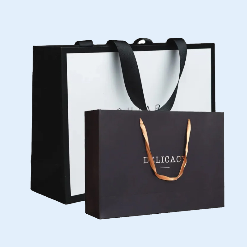 2026 Art Paper Shopping and Gift Bags with Ribbon