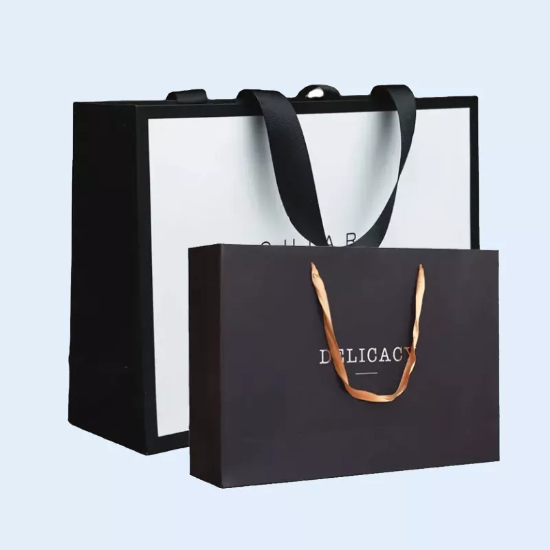 2026 Art Paper Shopping and Gift Bags with Ribbon
