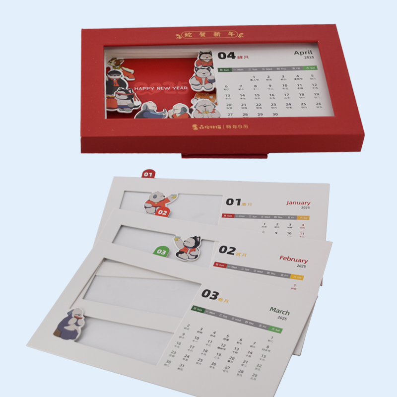 OEM ODM Personalized Creatived Calendar with Die-Cut Animal Graphic Monthly 350GSM C2s Paper Printing Manufacturer