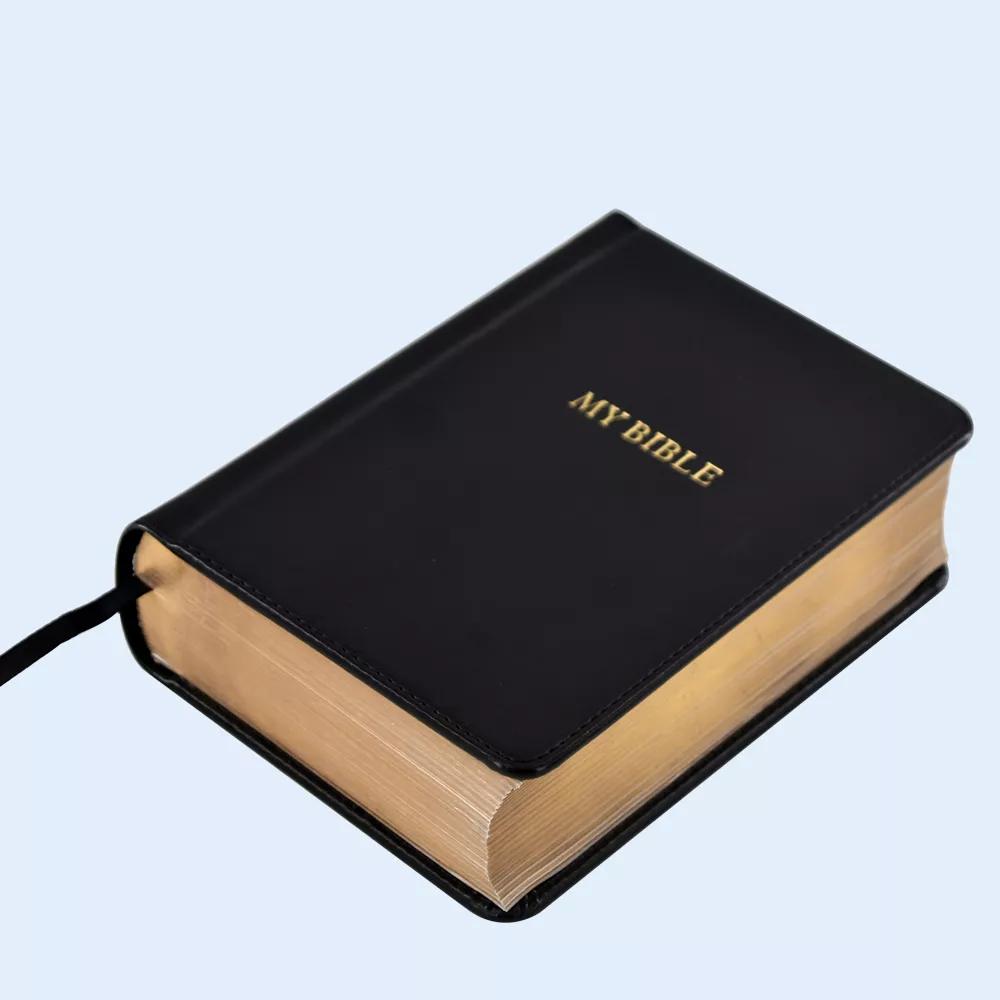 Premium Custom Leather Bible Cover with Gold-Embossed Logo