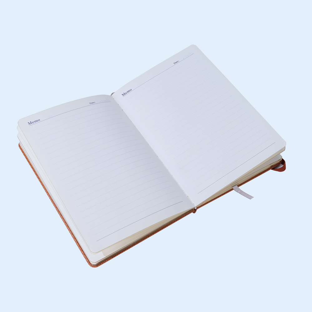 Customized Office Brown PU Leather Diary Hardcover Notebook