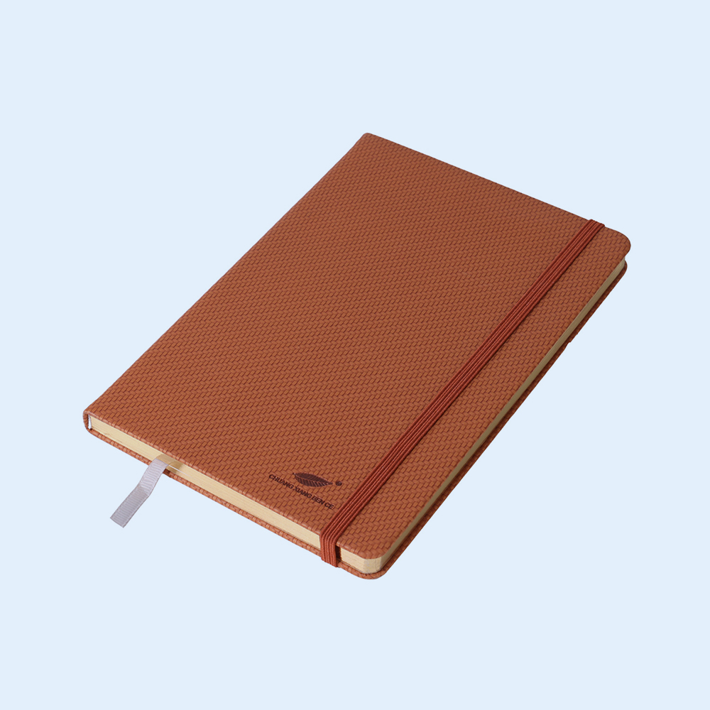 Customized Office Brown PU Leather Diary Hardcover Notebook