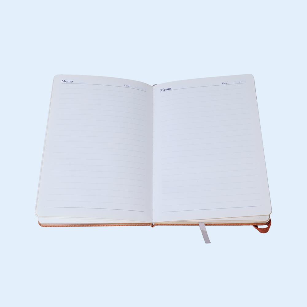Customized Office Brown PU Leather Diary Hardcover Notebook