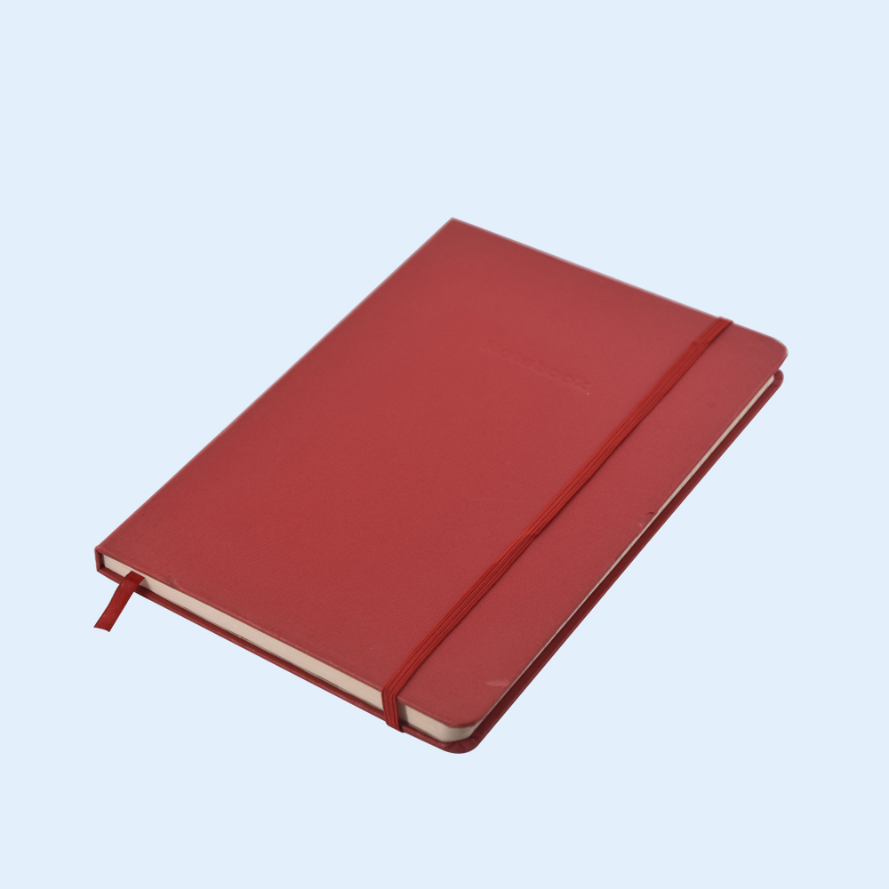 Customized Office Red PU Leather Diary Hardcover Notebook