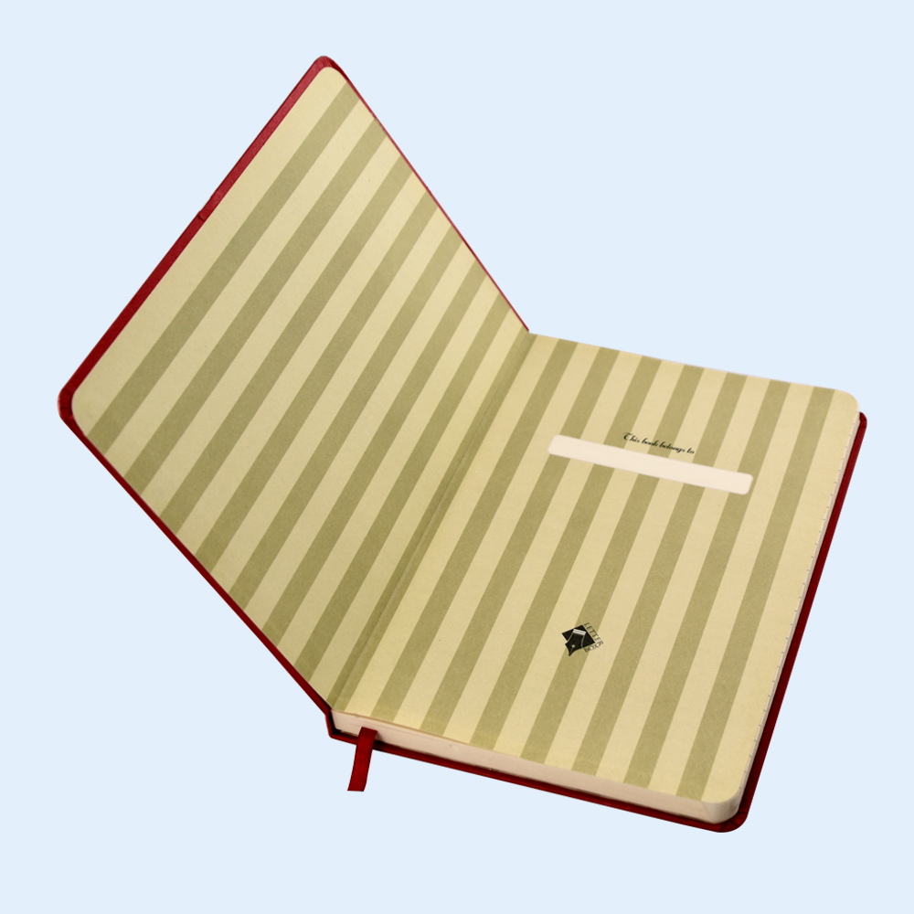 Customized Office Red PU Leather Diary Hardcover Notebook