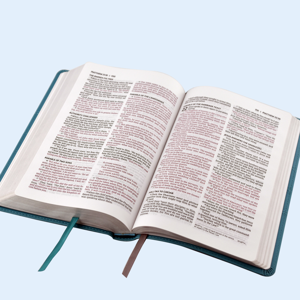 Customized Expensive PU Leather Embossed for Christian Bible Book Printing