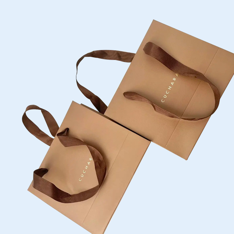 Customized Clothing Packaging Hand-Held Gift Bag with Ribbons and Customizable Logo