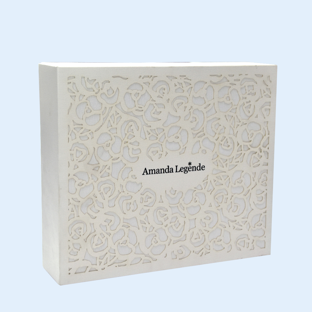 Custom White Gift Box with Carved Crafts High Quality Drawer Box
