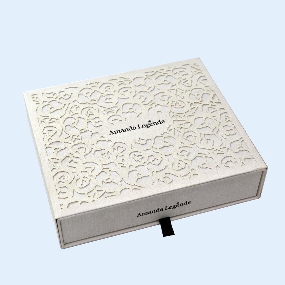 Custom White Gift Box with Carved Crafts High Quality Drawer Box
